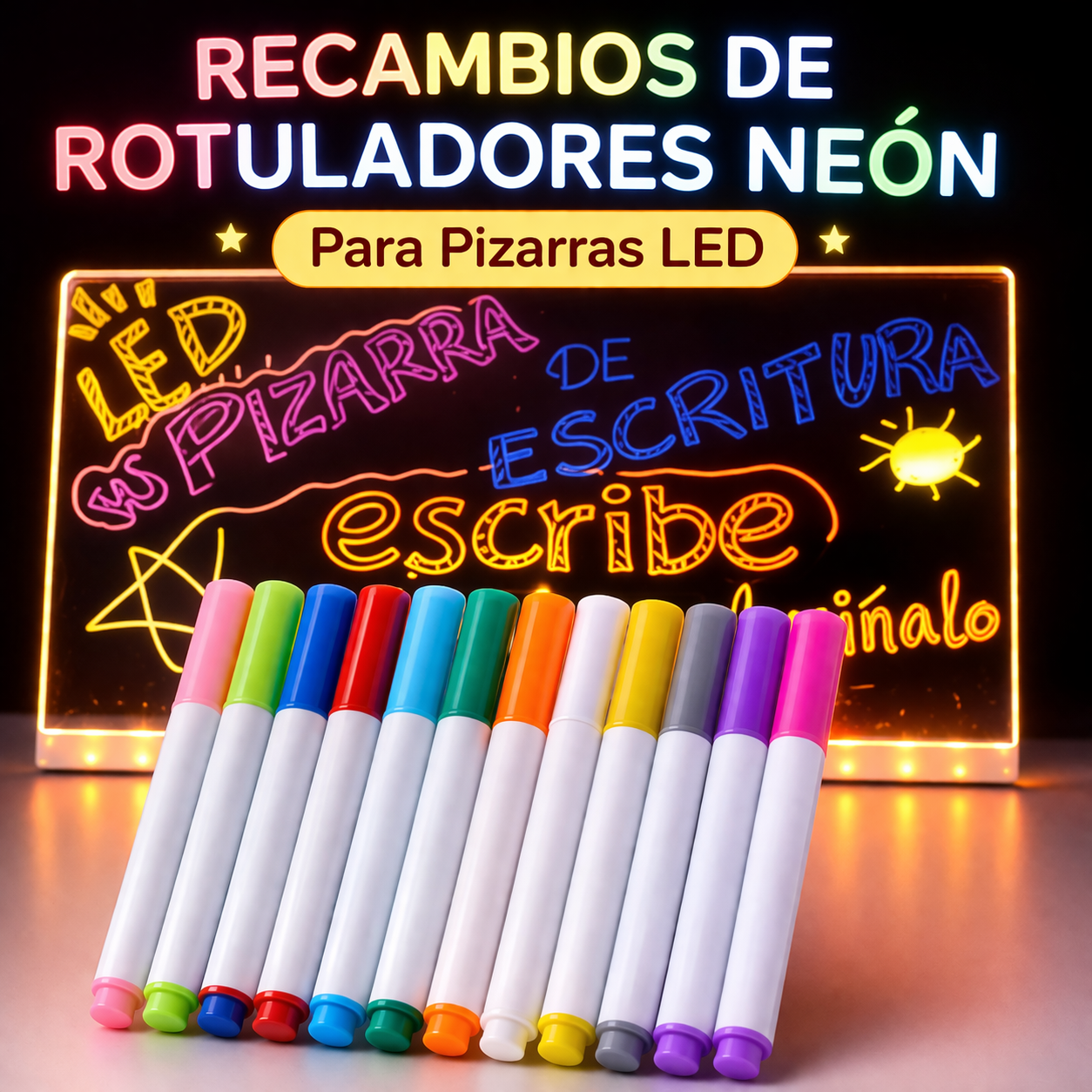 Pack 12 Rotuladores para Pizarra LED Kidsy®